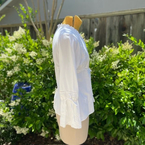 American South Side White Cotton Shirt - Picture 2 of 7